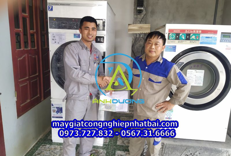 Lắp đặt máy giặt công nghiệp cũ nhật bãi tại Nho Quan